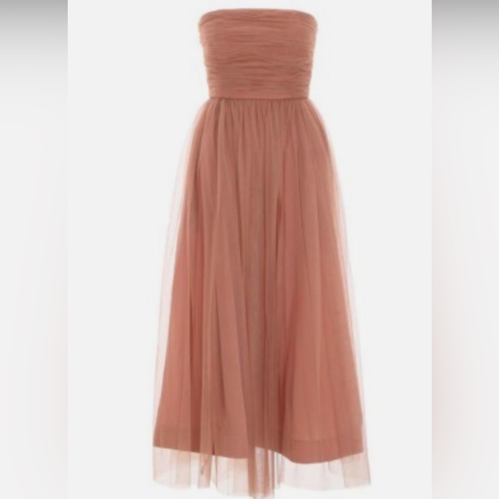 Zimmermann Lipstick Tulle Strapless Midi Dress In Lipstick Nude